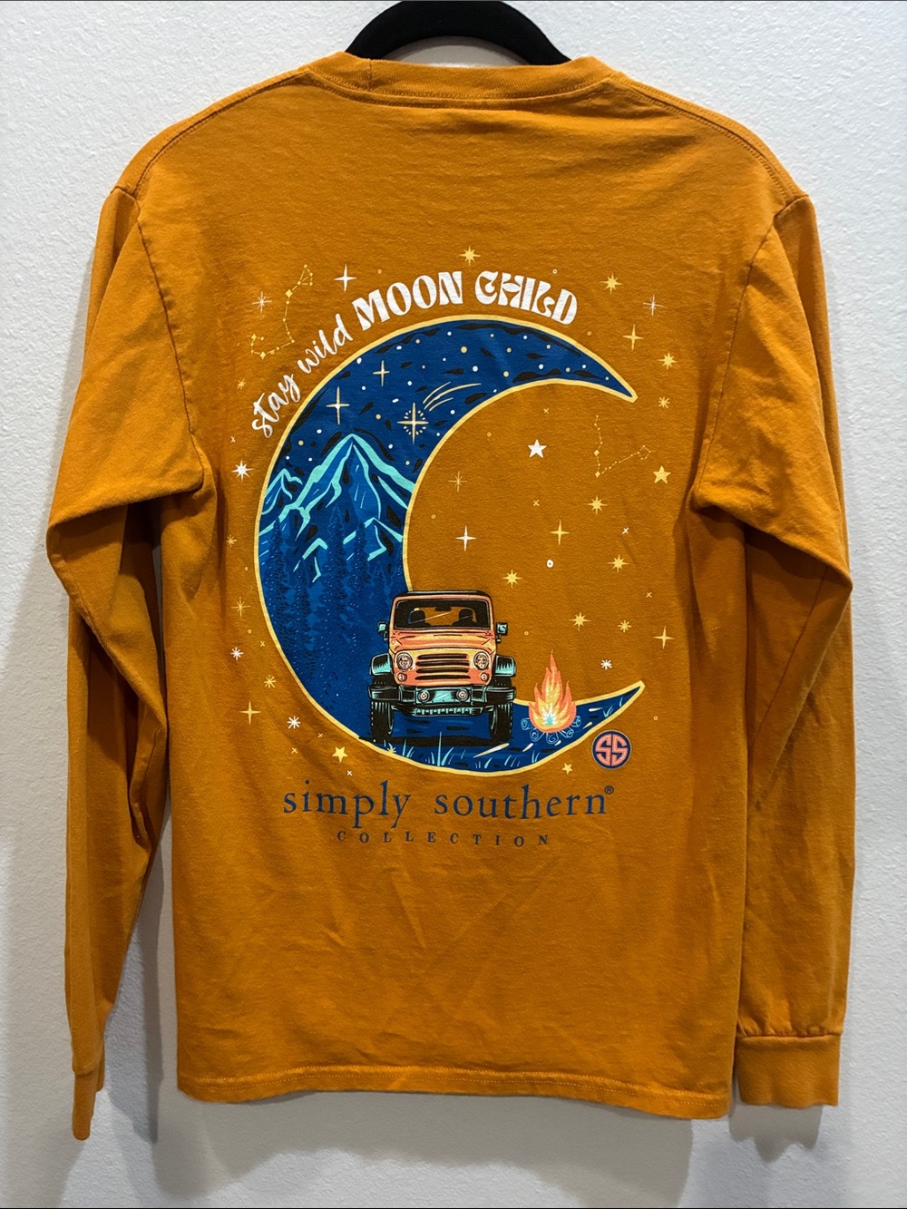 Simply Southern Mustard Long Sleeve Moon Child Graphic Tee